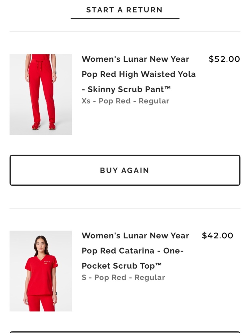Figs Pop Red High-Waist Skinny Scrub Pant